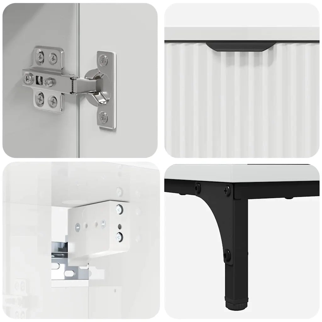 Set di mobili per il bagno con cassetto con porta Bianco Lucido 3393117
