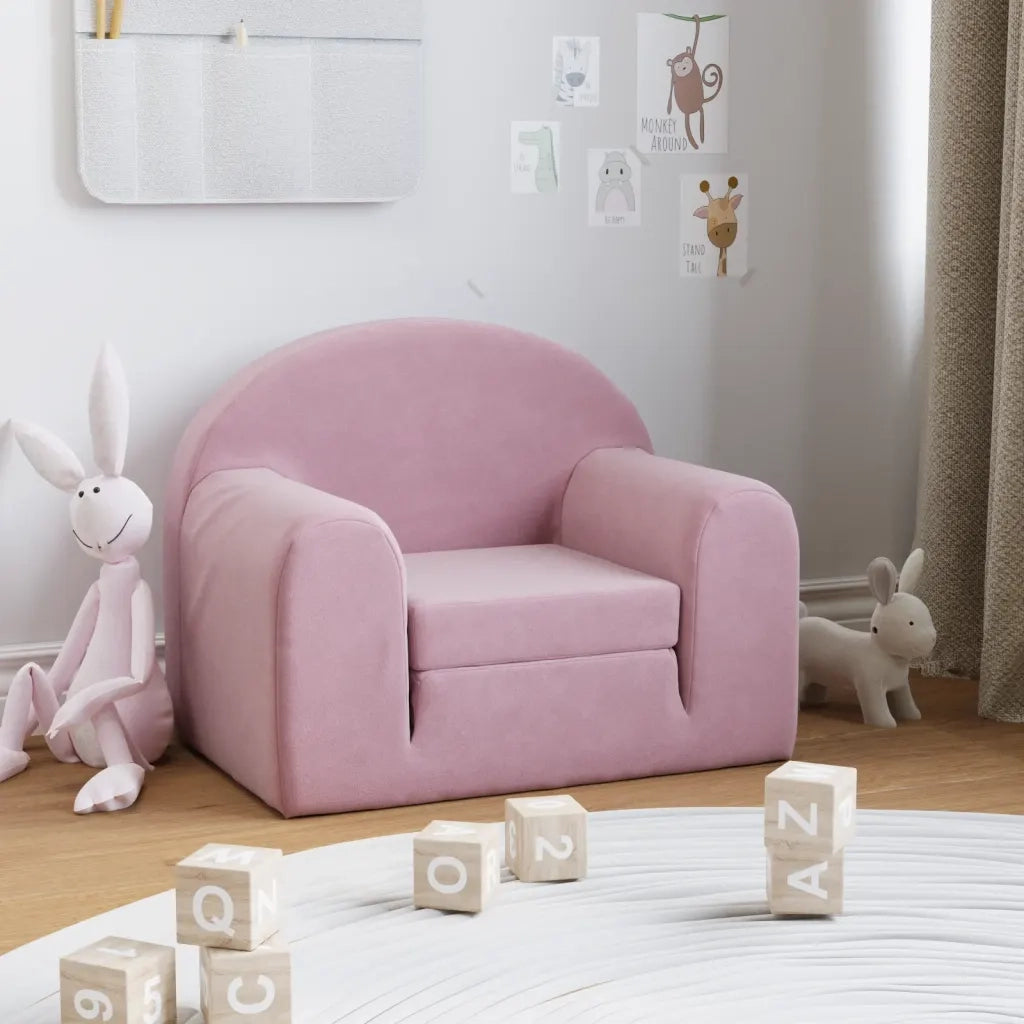 Divano Letto per Bambini-Sofa Letto-Daybed-Divanetto Rosa in Morbido Peluche 370361