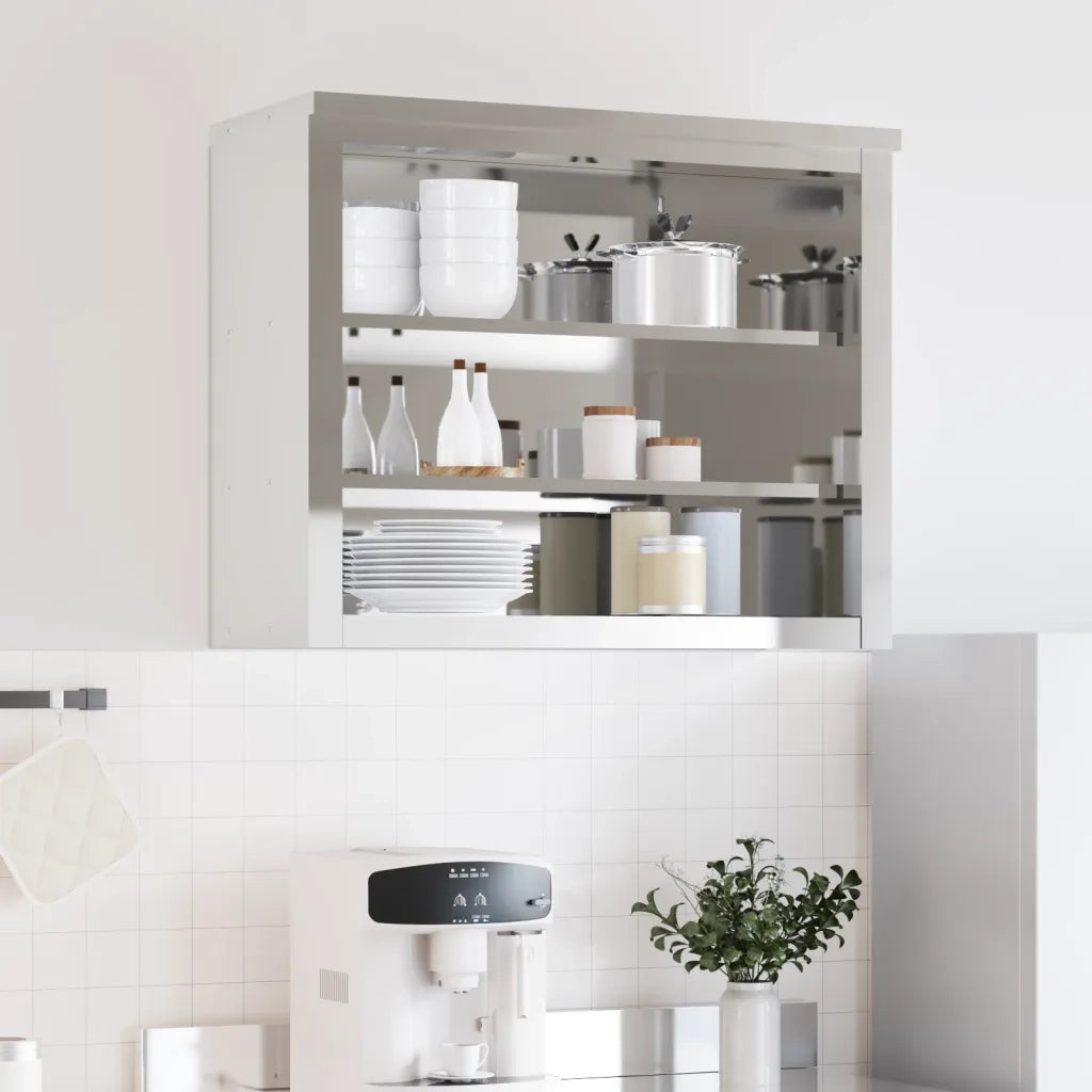 Mobile Cucina da Parete con Ripiani-Armadi sospesi per Cucina in Acciaio Inossidabile 442571