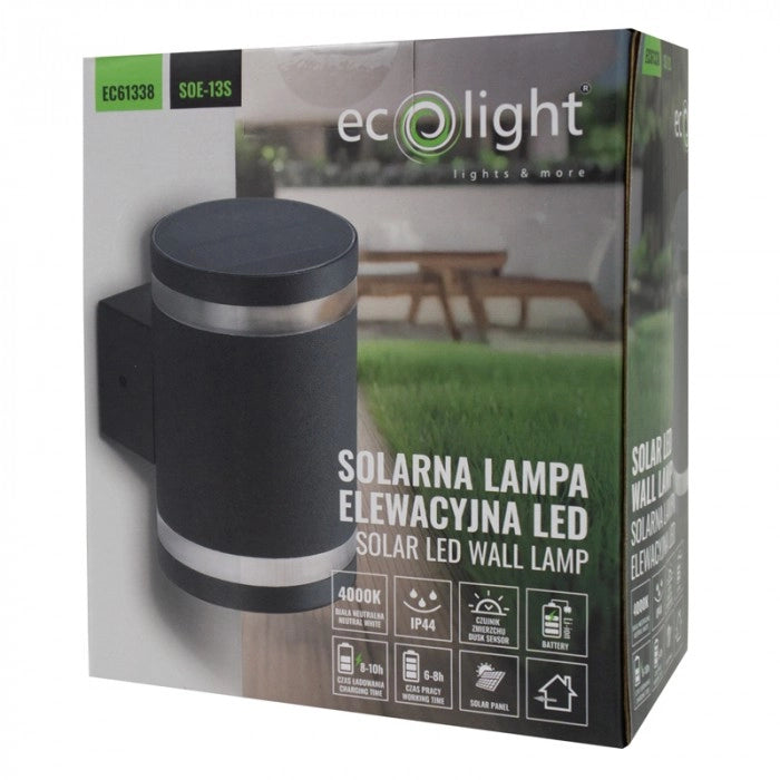 Lampada solare da parete LED 1,6W 4000K crepuscolare Ecolight