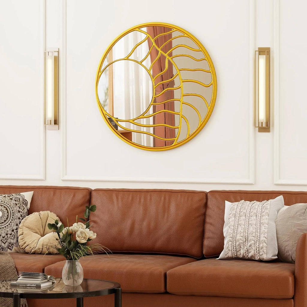 Specchio da Parete 80 cm, Specchio Decorativo da Parete Rotondo con Cornice Irregolare, per Soggiorno, Ingresso Camera da Letto Sala da Pranzo
