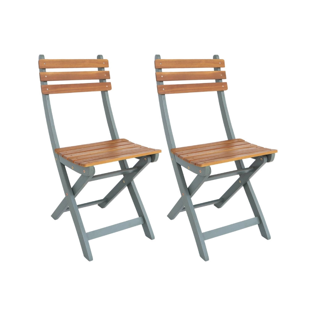 Set 2 sedie da giardino pieghevole in acacia, verde kaki