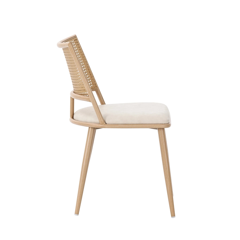 Set di 6 sedie da pranzo in rattan con seduta in PU; beige