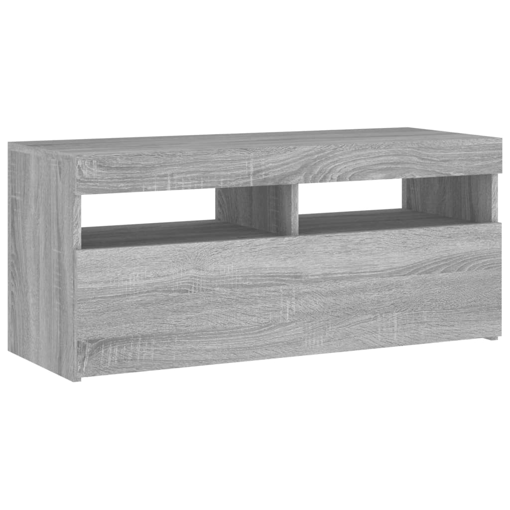 Mobile TV multimediale mensola TV credenza mobile TV sala da pranzo soggiorno camera da letto con luci LED Sonoma 90 x 35 x 40 cm grigio 02_0026831