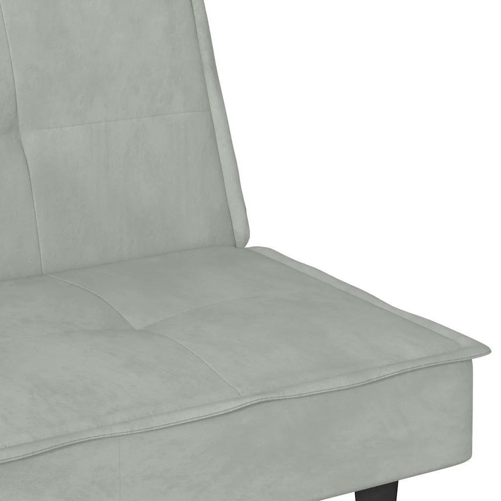 Divano letto | Sof¨¤ letto | Letto singolo con Portabicchieri in Velluto Grigio Chiaro