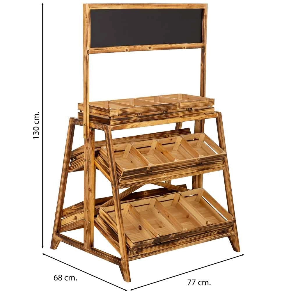 Carrello scaffale legno marrone 77x68x130h cm
