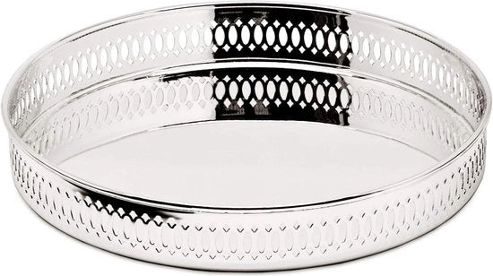 Piatto da tavolo circolare argentato - diametro 23 cm - altezza 35 cm