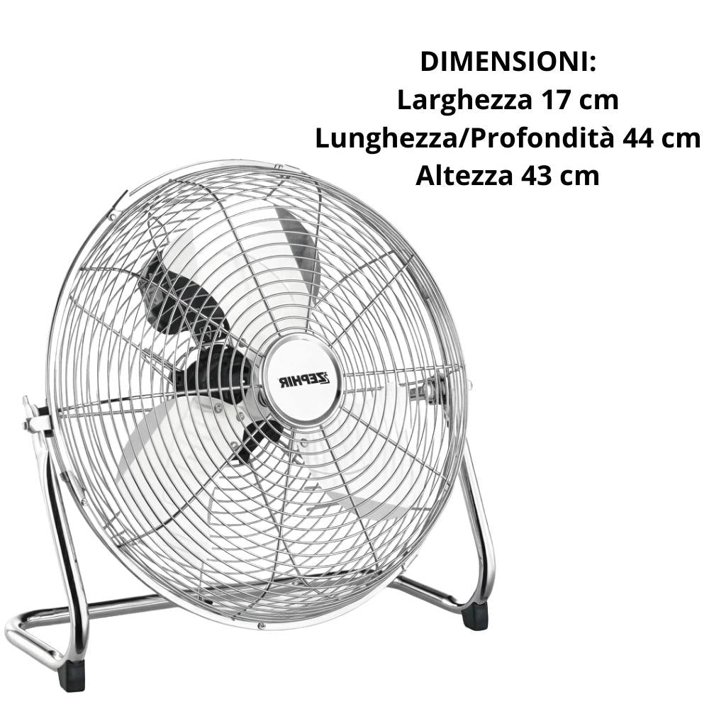 Zephir ventilatore da terra cromato pf35cr 70w con 3 pale in alluminio