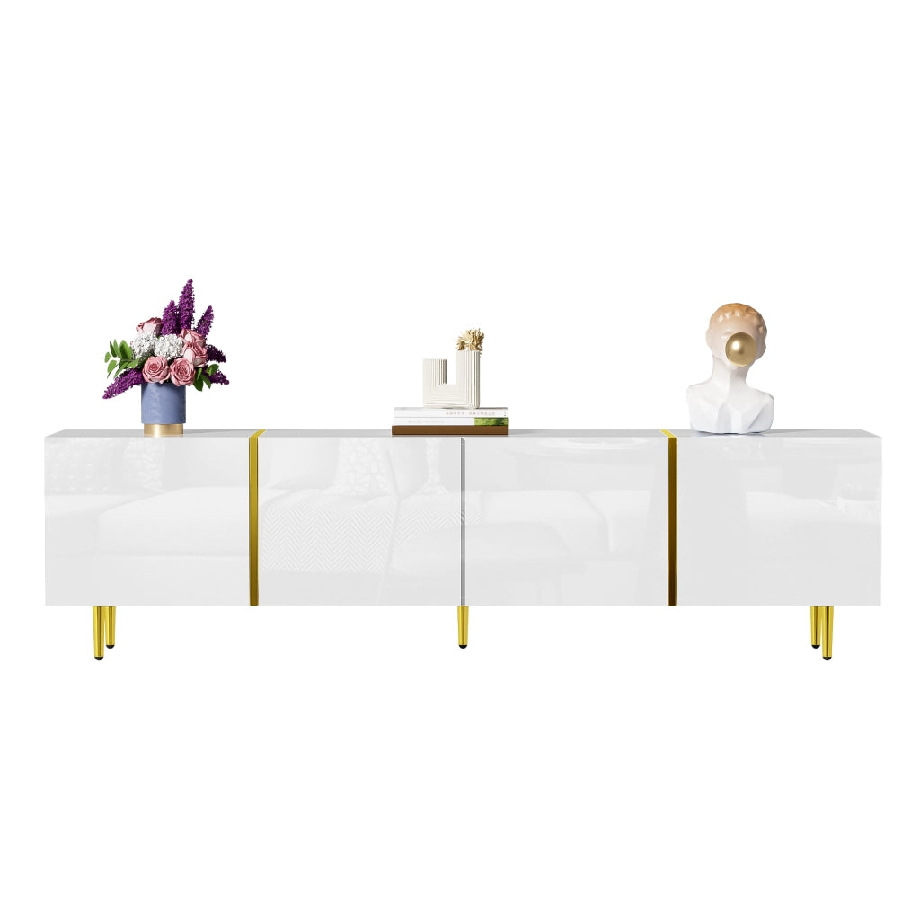 Mobile TV bianco lucido con 4 ante; MDF; 170 x 35 x 46 cm