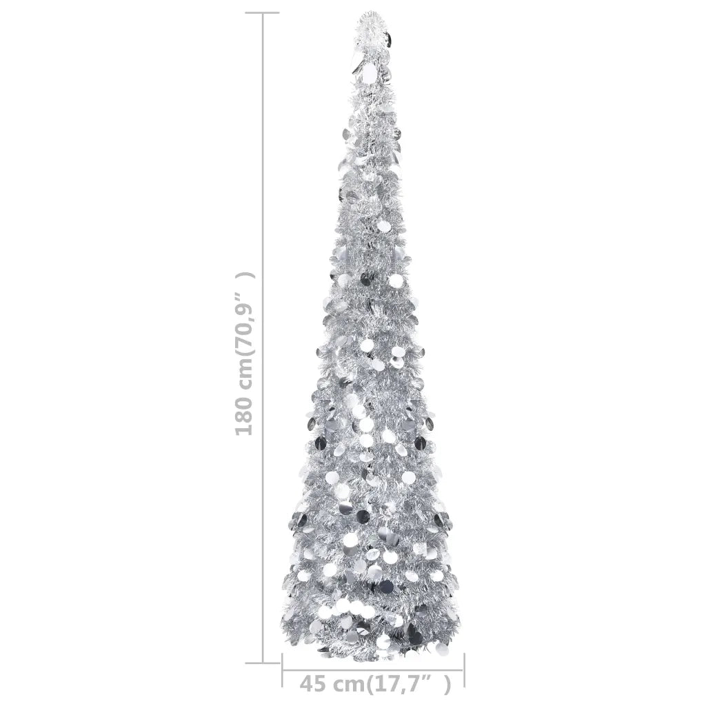 Albero di Natale Artificiale Apribile Argento 180 cm PET 320993