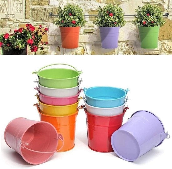 12 vasi in metallo appesi 6 cm - Vasi con maniglia rimovibile per balcone, giardino e decorazione domestica (12 colori)