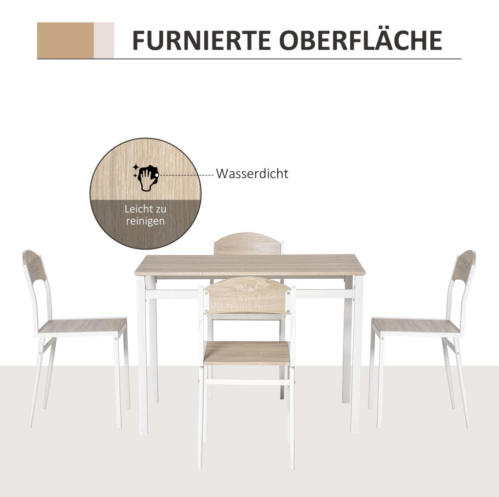 Set da pranzo 5 pezzi in MDF e acciaio grigio chiaro