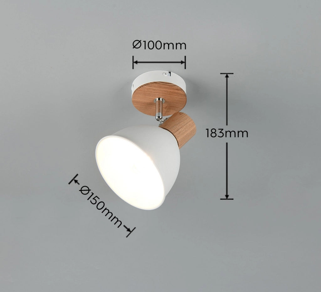 Faretto parete-soffitto bianco legno E27 DELUME RL