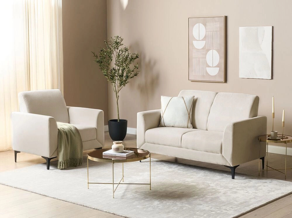 Divano 2 posti in tessuto beige glamour stile classico soggiorno contemporaneo