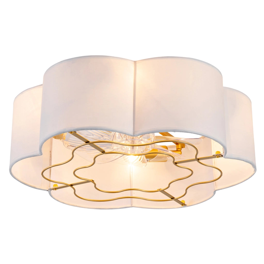 Ventilatore da soffitto ULEVR con luce, 6 velocit¨¤ reversibili, controllo app e telecomando, oro e bianco