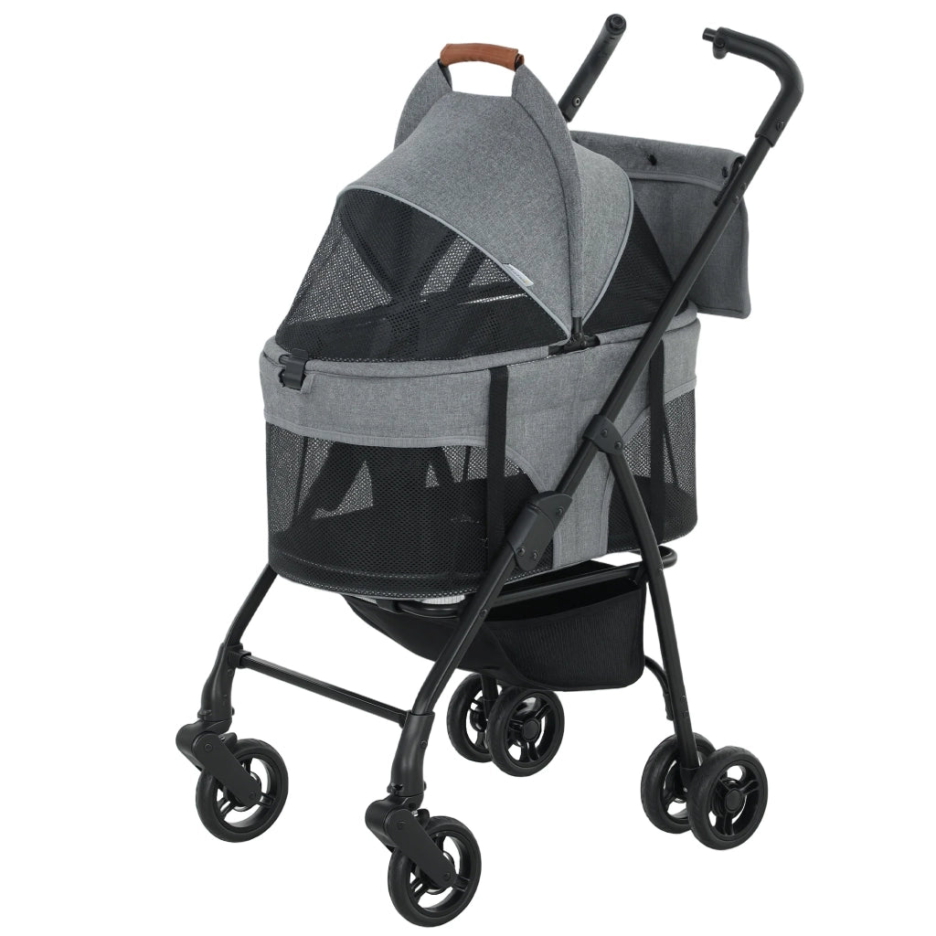 Passeggino per cani cabina rimovibile 69 x 47 x 101 cm pieghevole freni posteriori moderno utile in tessuto oxford grigio 21_0007269