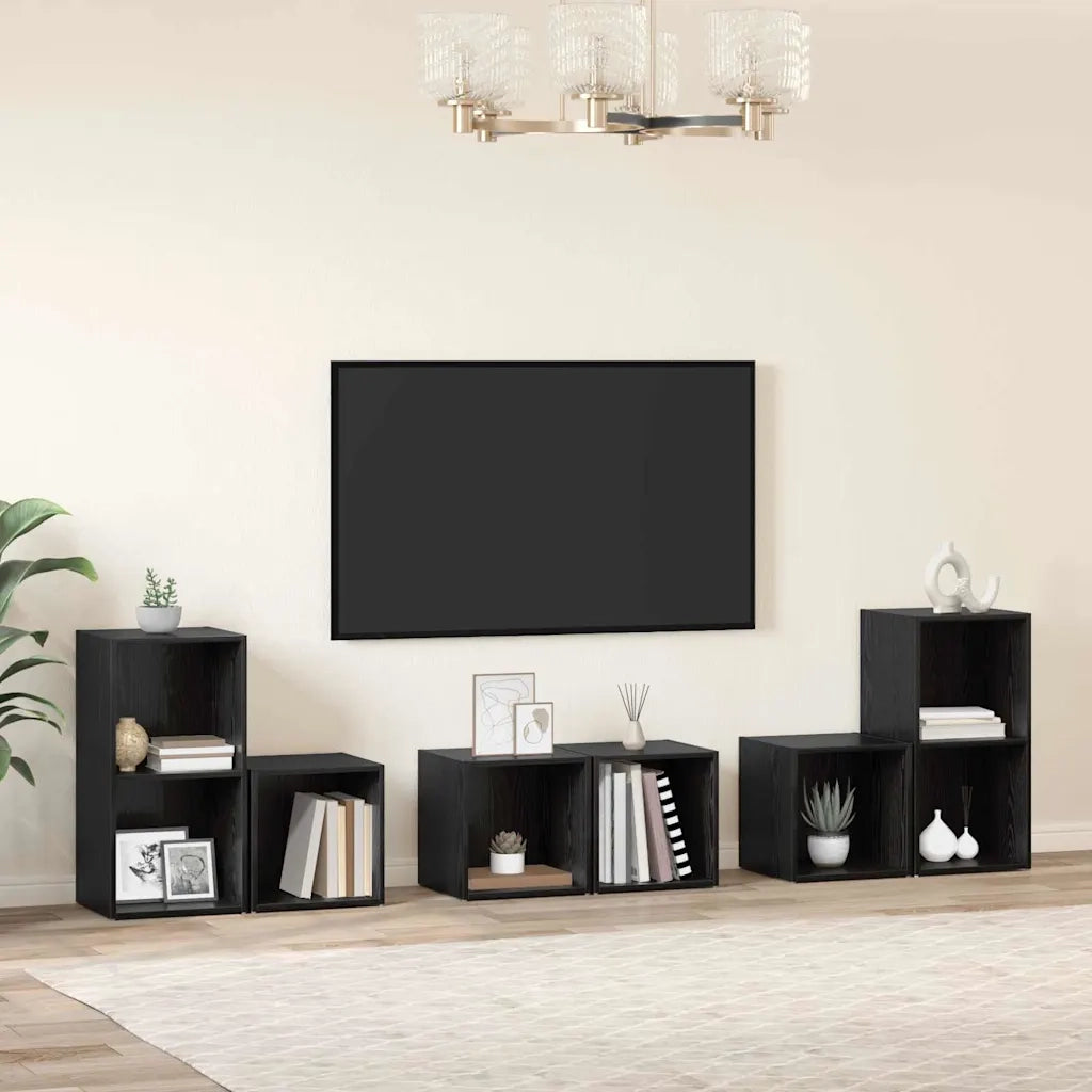 Set mobile TV 6 pcs Rovere Nero Legno multistrato 3393163