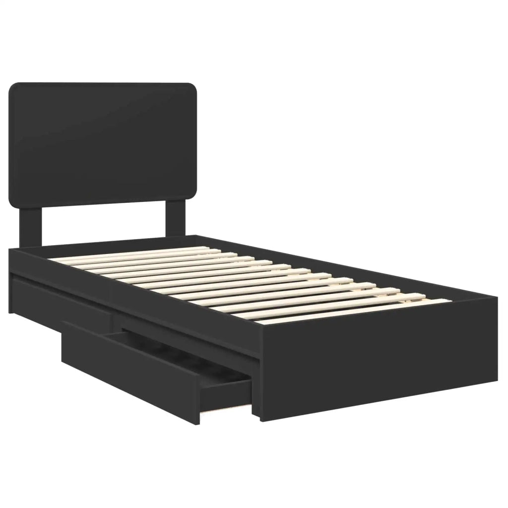 Letto con Contenitore Nero 100 x 200 cm Legno multistrato 3412715