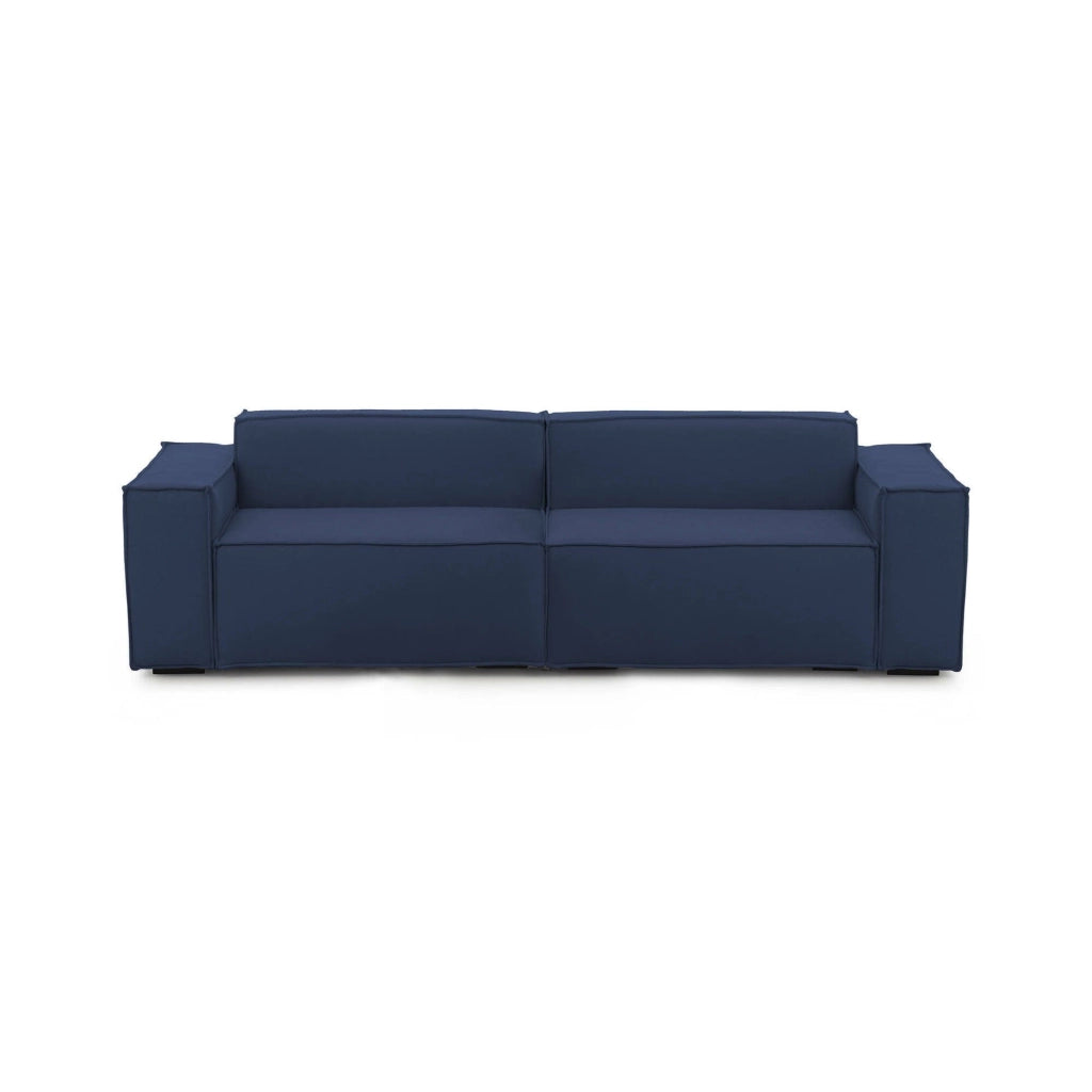 Divano fisso Argo, Divano componibile a 3 posti lineare, Made in Italy, SofÒ  moderno da soggiorno in tessuto, Cm 260x95h70, Blu