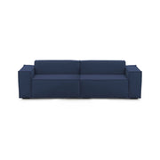 Divano fisso Argo, Divano componibile a 3 posti lineare, Made in Italy, SofÒ  moderno da soggiorno in tessuto, Cm 260x95h70, Blu
