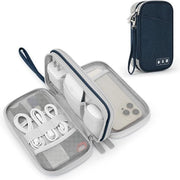 Organizzatore di accessori di viaggio, Organizzatore di cavi per viaggio doppio strato per elettronica di viaggio, accessori per USB Power Bank, cavi, schede SD, S-040403-BU