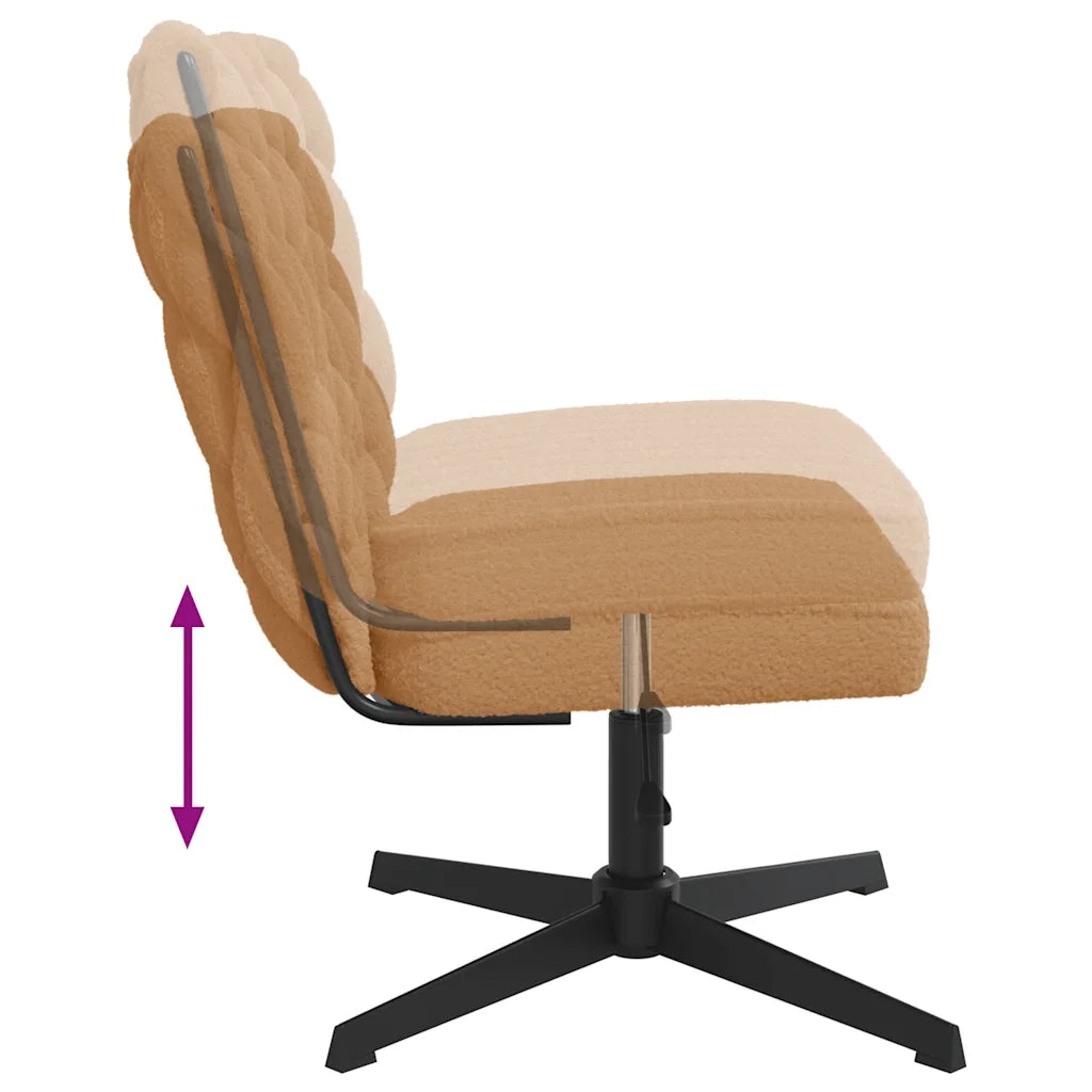 Sedia da Ufficio Girevole in Tessuto Riccio Beige Effetto Lana 4105400