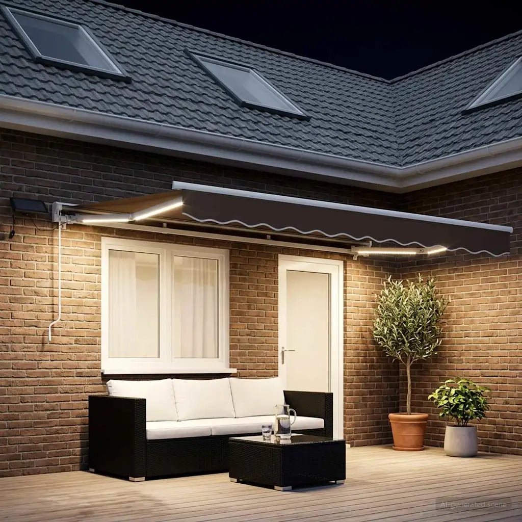 Cornice per Tenda Manuale con LED Tortora 4,5 × 3 m 3426245