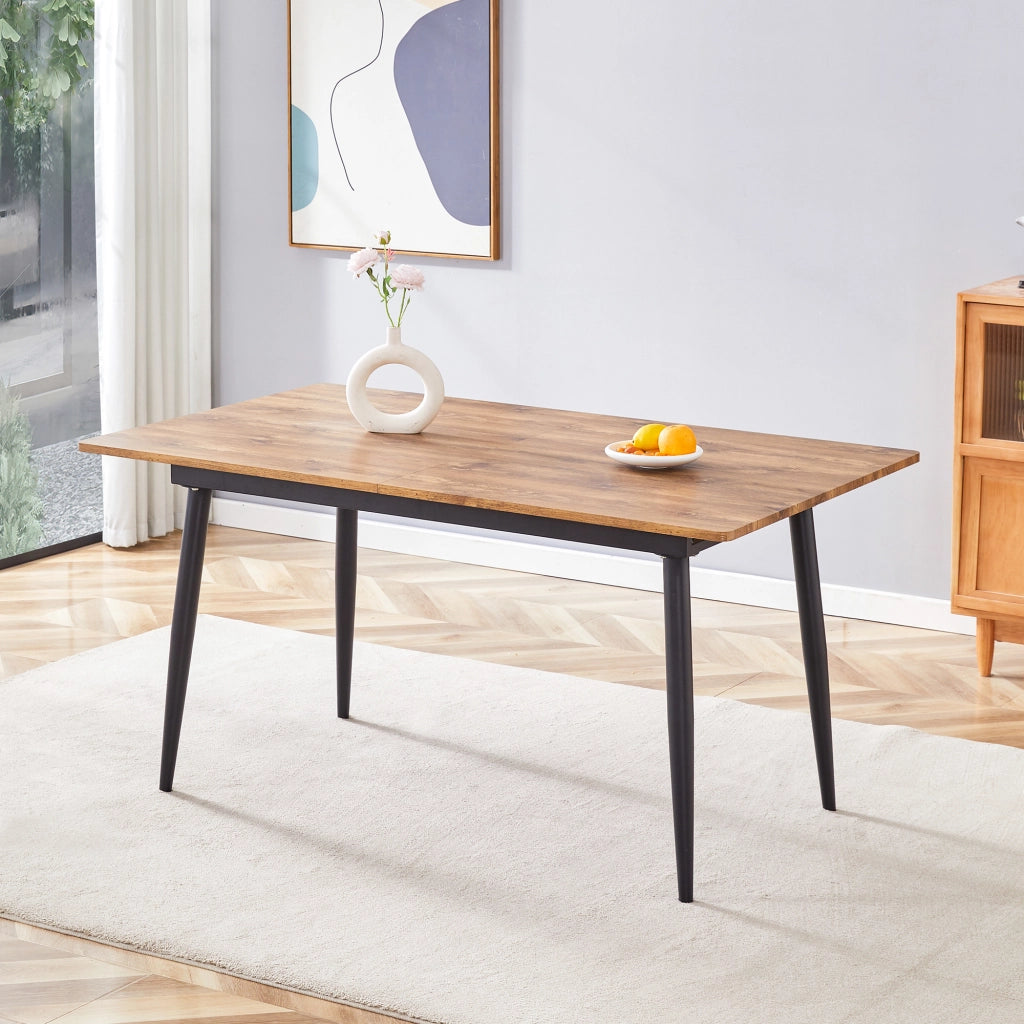 Tavolo da pranzo rettangolare con piano in MDF e gambe metalliche angolate per cucina e ufficio