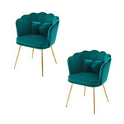 Poltrona decorativa con cuscino e gambe in metallo dorato in velluto verde 63×58×77 cm