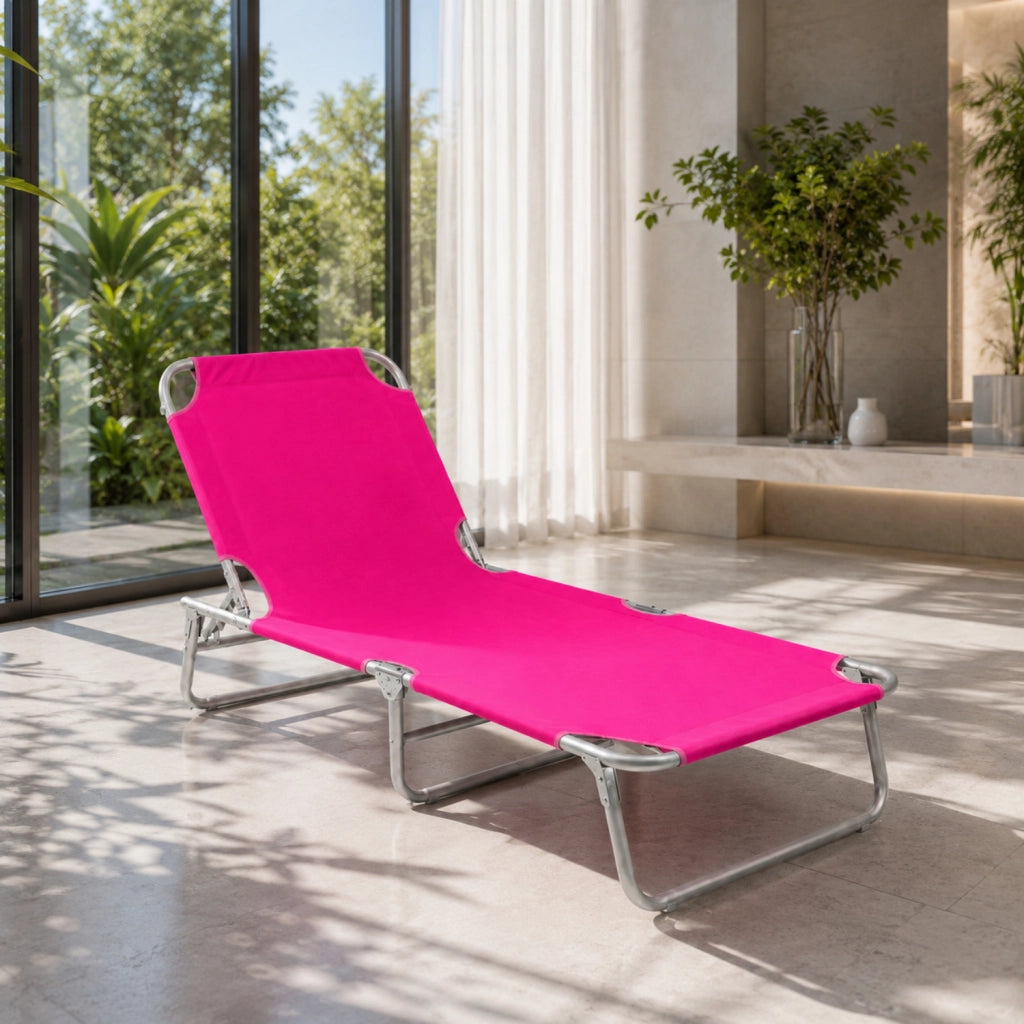 Sedia Relax Pieghevole Con Tettuccio Parasole Regolabile Schienale Reclinabile Struttura In Metallo Per Spiaggia Mare Giardino Piscina 187 X 53 X 24 Cm Rosa