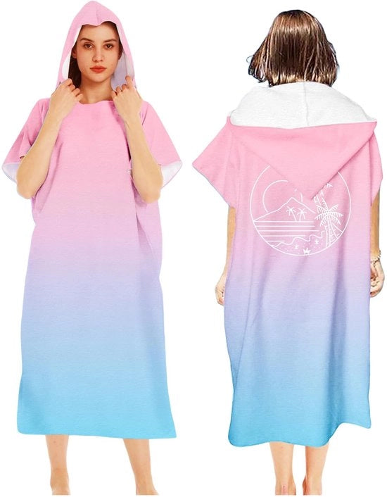 Poncho per donne, asciugamano poncho in microfibra per adulti, poncho surf ultralight, poncho in microfibra per il surf, per il mare, per il surf, per il subacqueo, per il bagno in casa (rosa)