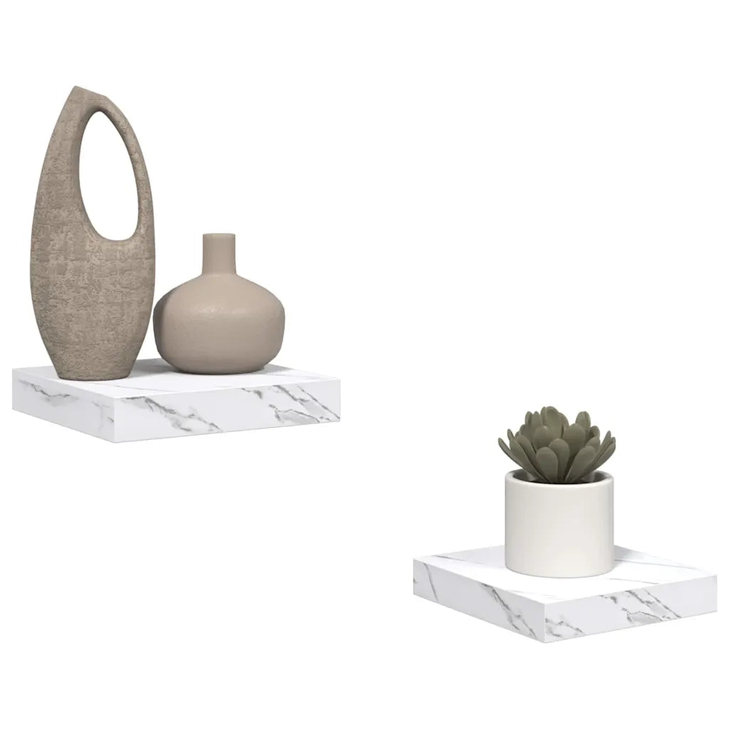 Scaffale da parete 2 pcs Marmo Bianco 23 x 23,5 x 4 cm 42019960