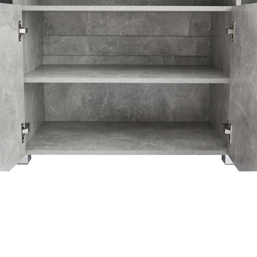 Credenza 140x40x70 cm con luce LED; vetro temperato e MDF grigio