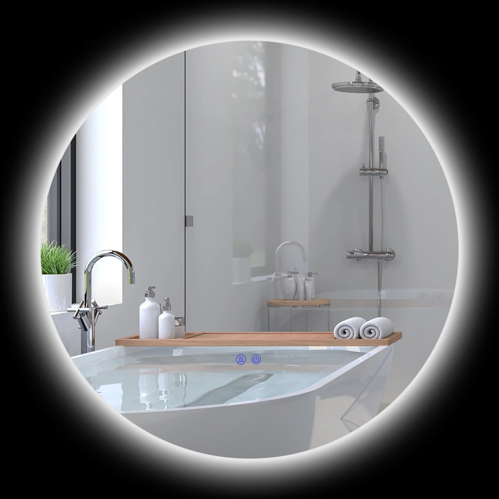 Specchio Bagno con Luci LED Regolabili, Interruttori Touch e Design Antiappannamento, ?70 cm