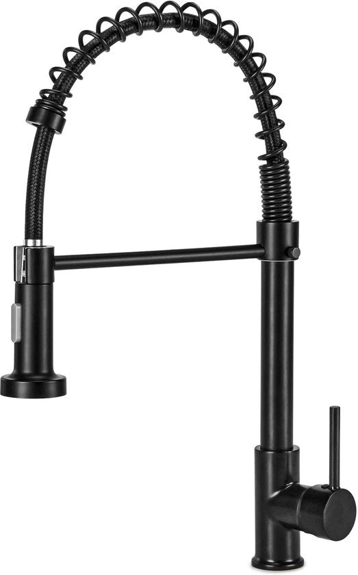 Faucetta da cucina estensibile con doccia, rubinetto da cucina estensibile, rubinetto a spirale, vasca da bagno da cucina 360° girevole, regolabile acqua calda e fredda, veer (nero)