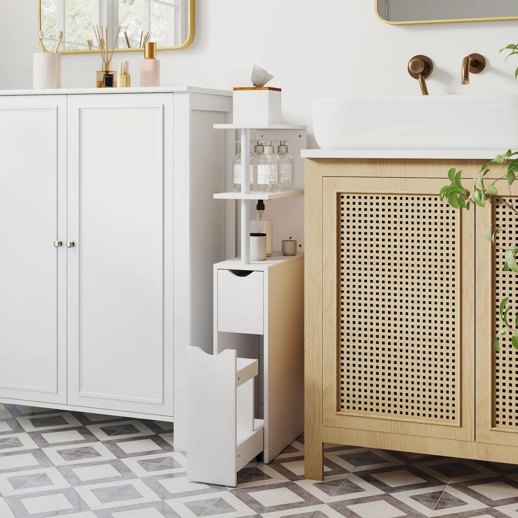 Mobile Bagno con Cassetto e Ripiani ¨C Zephmum ¨C Bianco 20x45x115