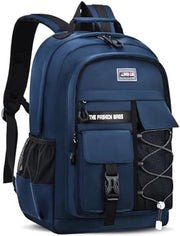 Zak da scuola per ragazzi e adolescenti, grande borsa per la scuola e il liceo, impermeabile, con tasca per laptop da 15,6 pollici, design casual, 29 litri di capacità, blu