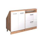 Mobile cucina sottotetto R-Line Bianco lucido/Rovere dorato 120 cm Set di 2 Vicco