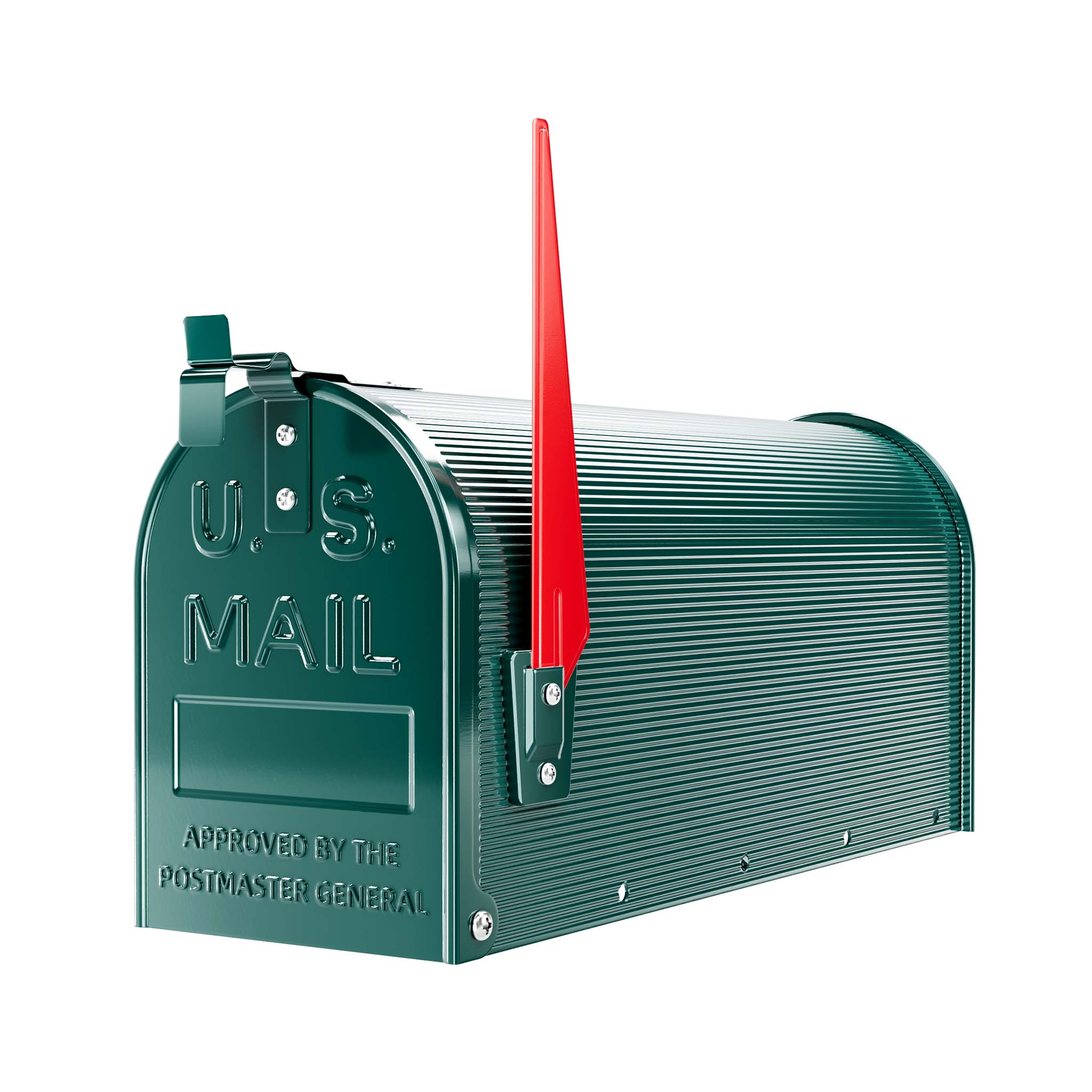 Cassetta postale americana in acciaio zincato verde con materiale di montaggio