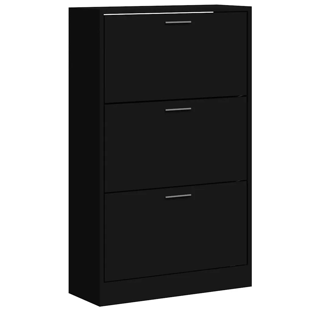 Scarpiera Nera 63x24x103 cm in Legno Multistrato 342552