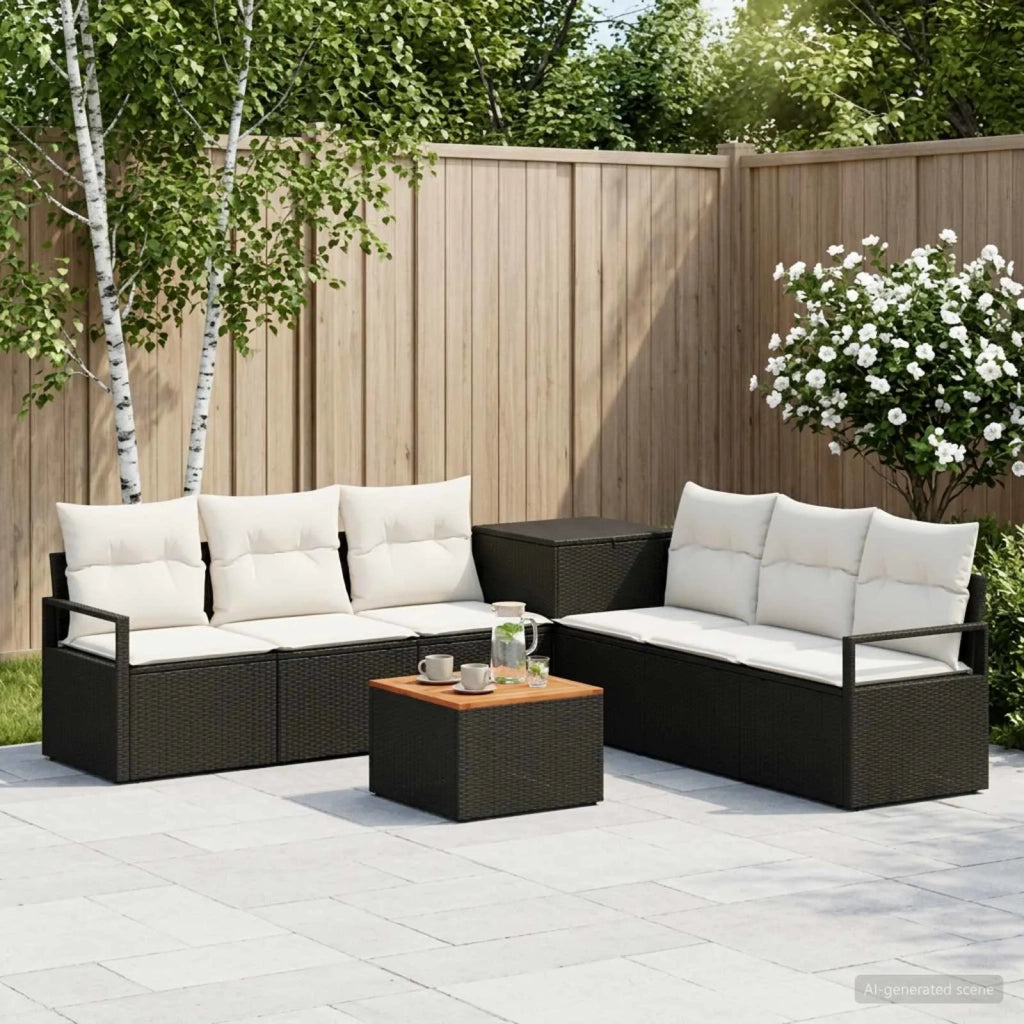 Set di divani 8 pz Nero e Bianco Crema 3448159