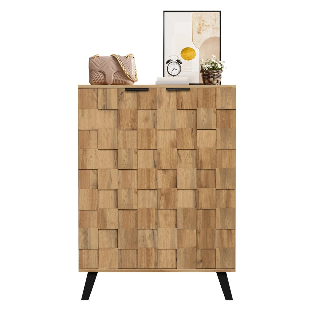 Scarpiera in legno con 5 ripiani e ante, 80,5x35x109,5 cm