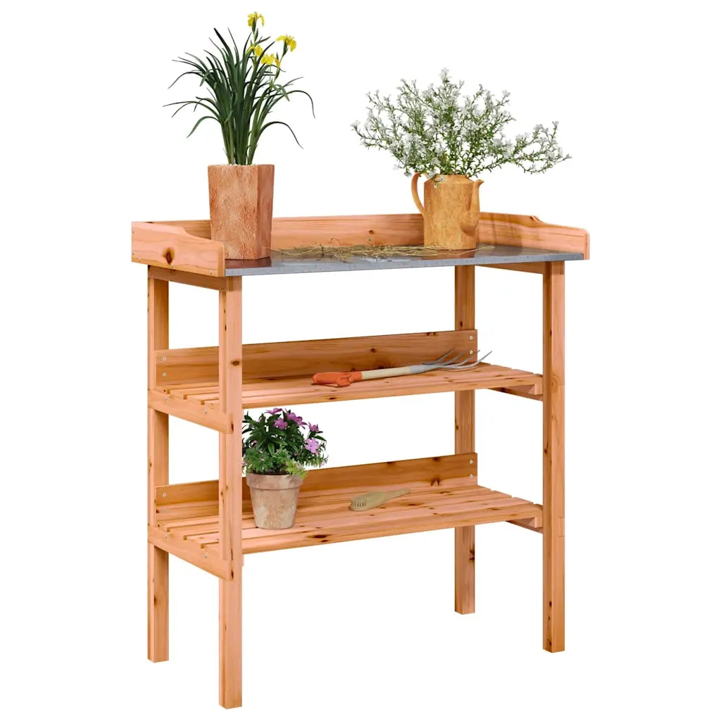 Tavolo Piante con Ripiani Marrone 78x38x,82,5cm Massello Abete CFW7148239