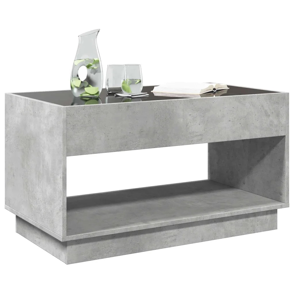 Tavolino da Salotto con LED Infinity Grigio Cemento 90x50x50 cm