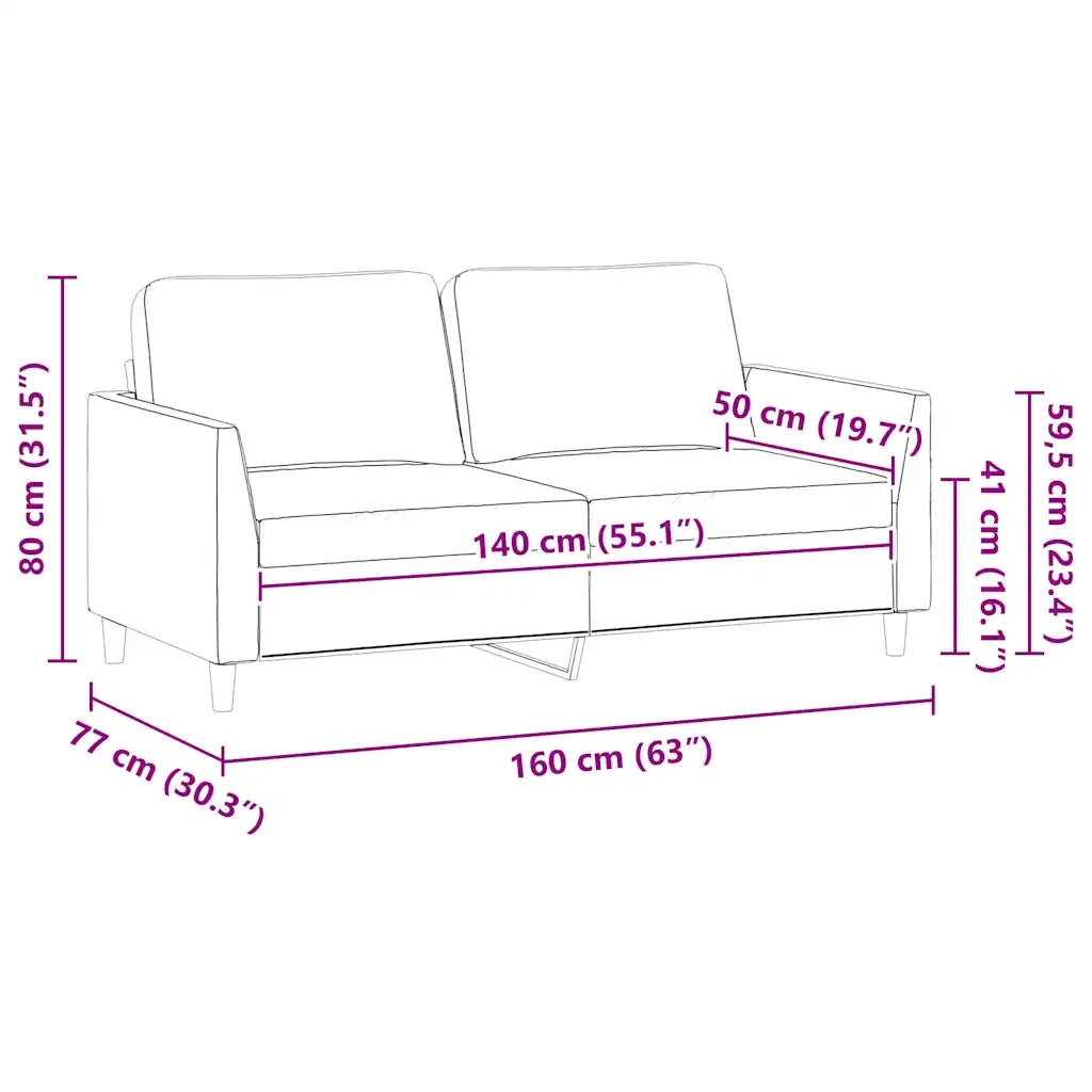 Divano a 2 Posti Grigio 140 cm in Similpelle 359335