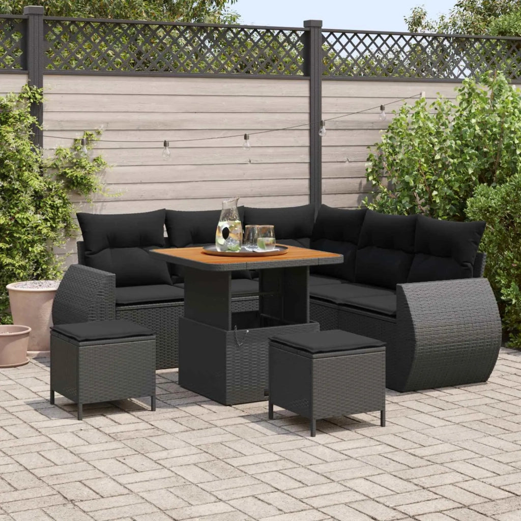 Set Divano da Giardino 8 pcs Nero polyrattan 3361869