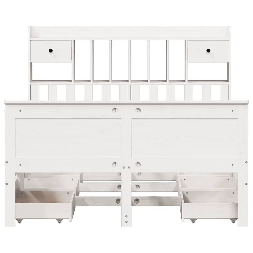 Letto Libreria senza Materasso Bianco 140x200 cm Legno di Pino 3308922