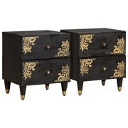 Armadio da Notte con cassetto 2 pcs Nero 40 x 33 x 46 cm