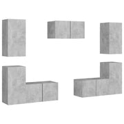 Set di Mobili Porta TV 7 pz | Armadietto TV | Mobile Porta TV Grigio Cemento in Legno Multistrato