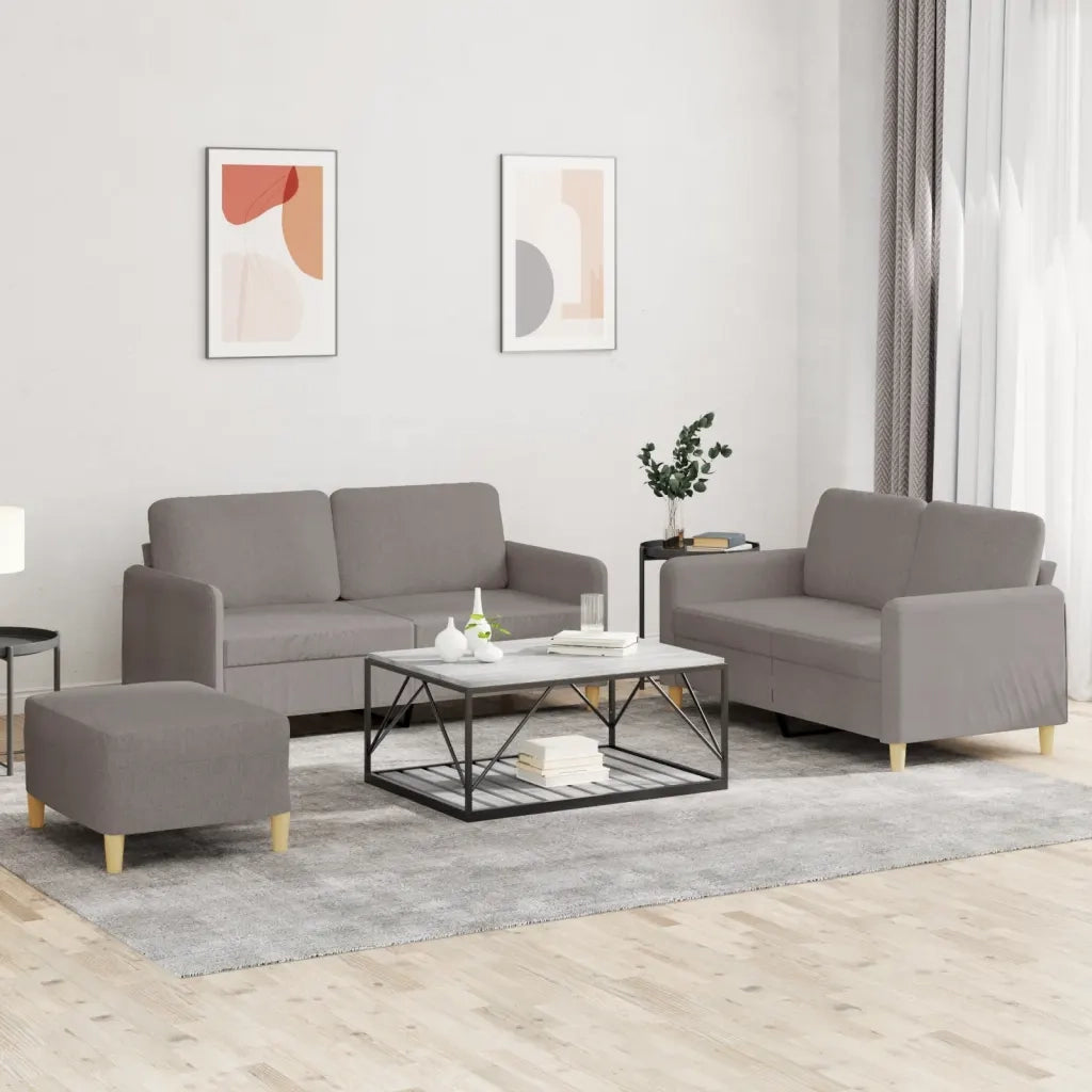 Set di Divani 3 pz con Cuscini Tortora in Tessutocod mxl 131194